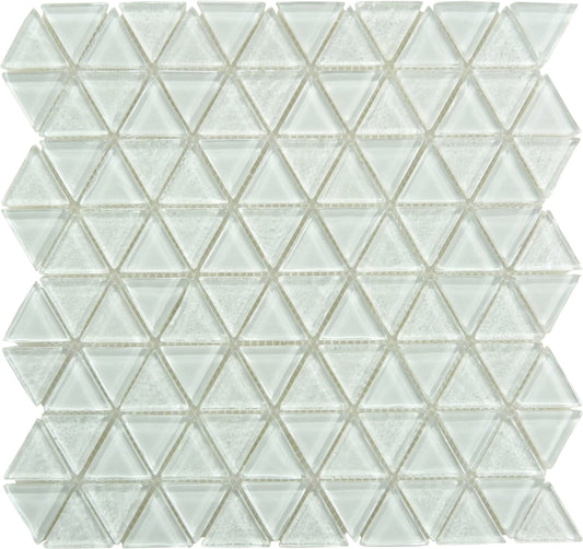 Triangle Whitestone White Glossy Glass Tile Royal Tile & Stone