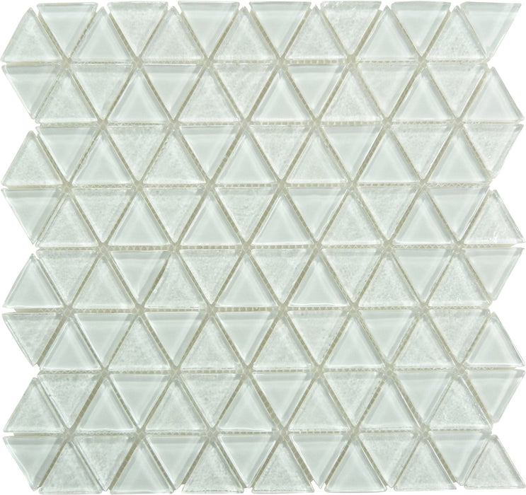 Triangle Whitestone White Glossy Glass Tile Royal Tile & Stone