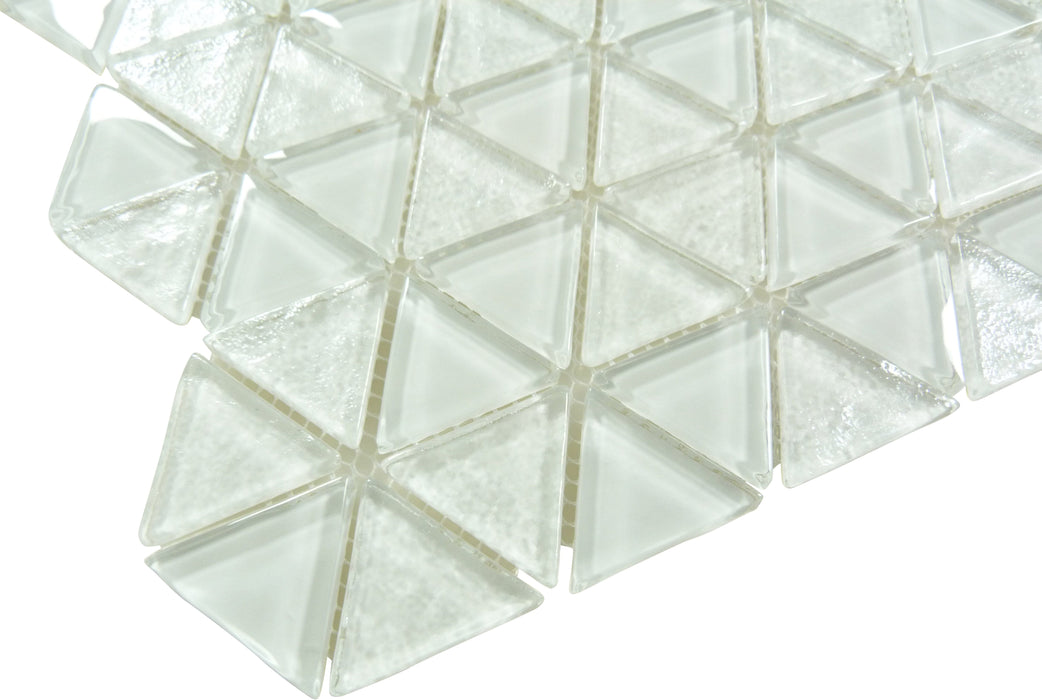 Triangle Whitestone White Glossy Glass Tile Royal Tile & Stone