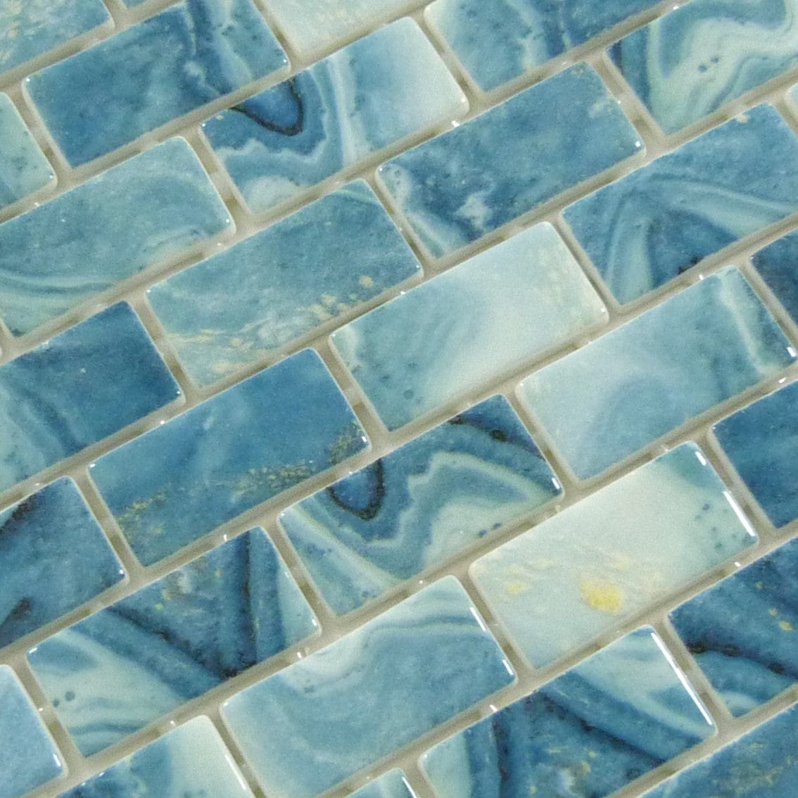 Vanguard Forest Aqua 1x2 Glossy Glass Tile Royal Tile & Stone