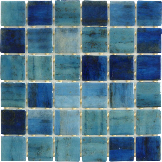 Vanguard Forest Blue 2x2 Glossy Glass Tile Royal Tile & Stone
