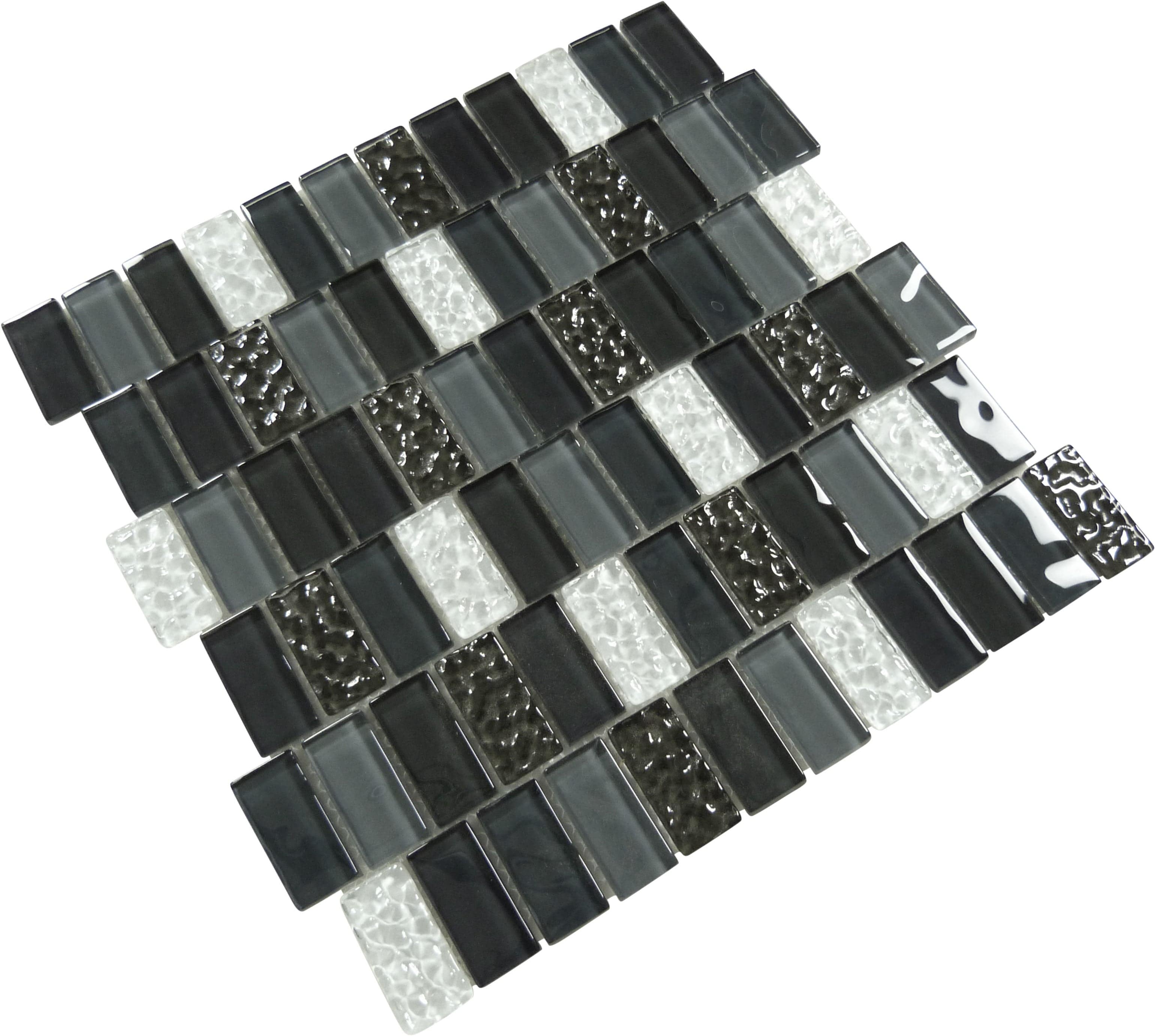 Watercraft Black Sand 1x2 Stacked Glossy Tile Royal Tile & Stone