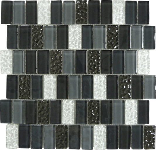 Watercraft Black Sand 1x2 Stacked Glossy Tile Royal Tile & Stone