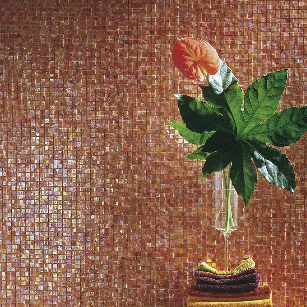 Iridium 5/8x5/8 Dahlia 4 Iridescent Glass Tile SICIS