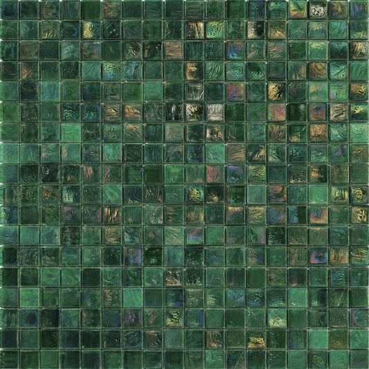 Iridium 5/8x5/8 Fern 4 Iridescent Glass Tile SICIS