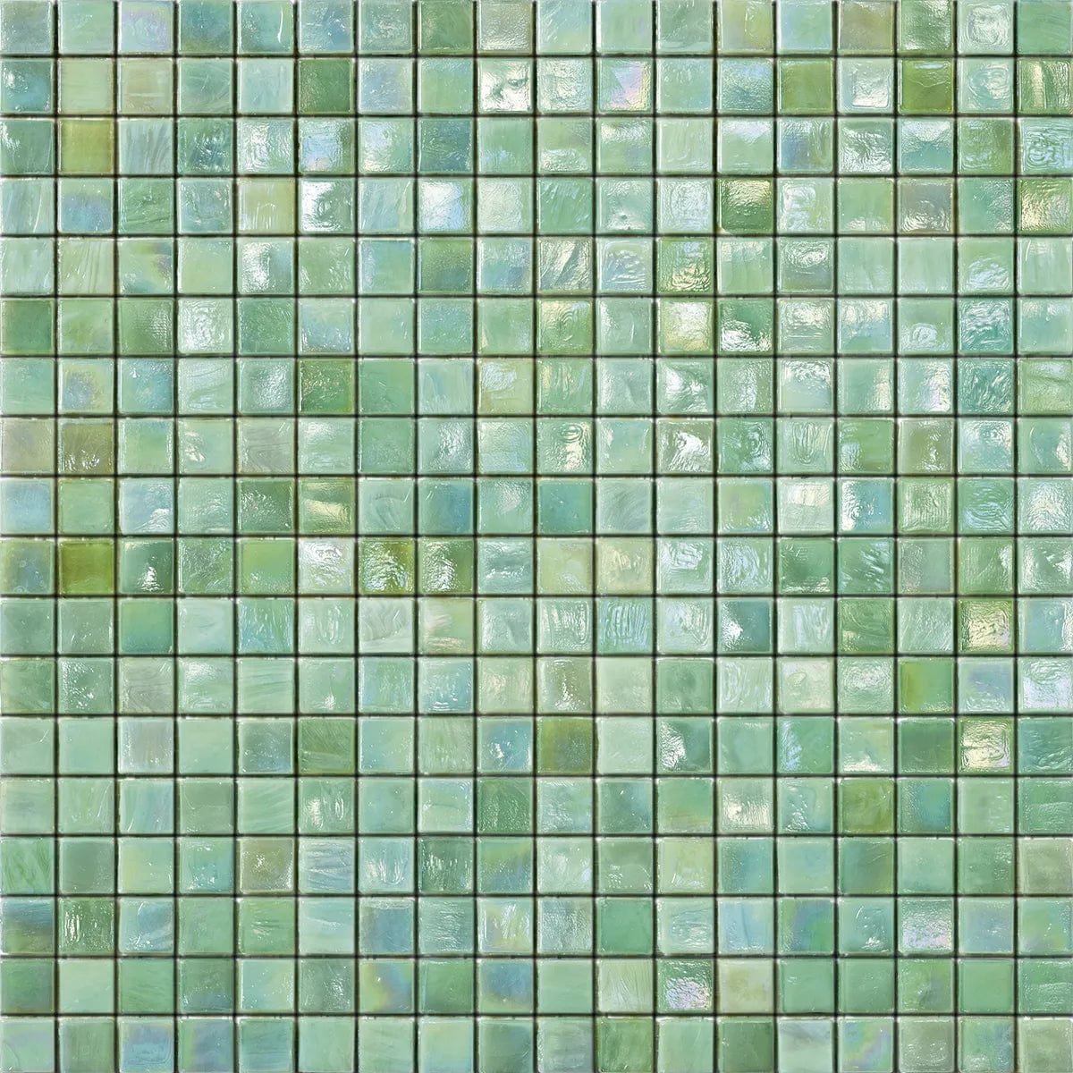 Iridium 5/8x5/8 Mint 2 Iridescent Glass Tile SICIS