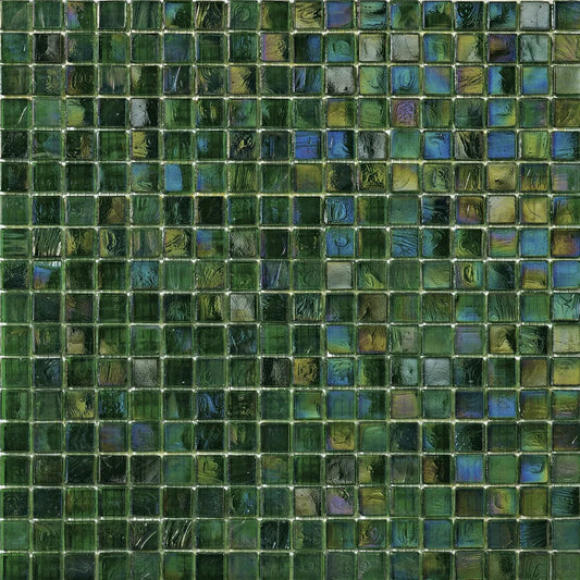 Iridium 5/8x5/8 Mint 4 Iridescent Glass Tile SICIS