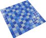 Crystile Blue Blend Square Glossy Glass Tile Tuscan Glass