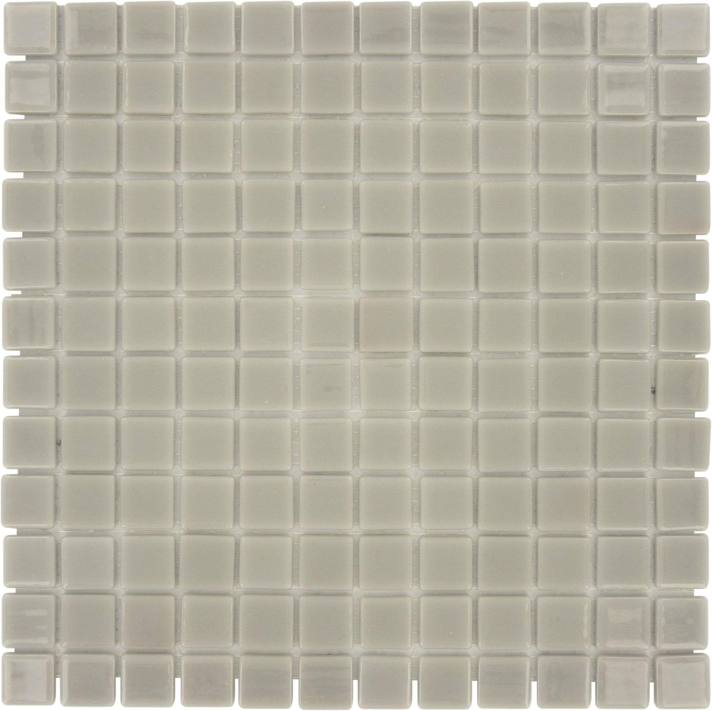 Clear Grey 1'' x 1'' Glossy Glass Tile Absolut Glass