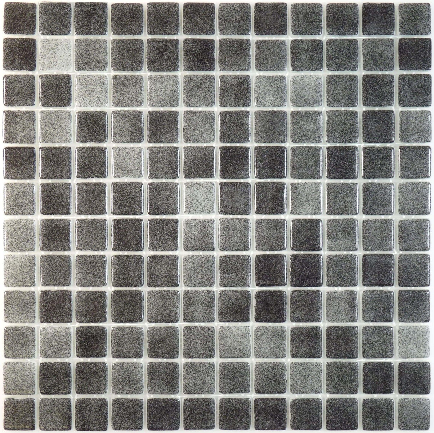 Fog Black Nieblas Anti Slip 1'' x 1'' Glossy Glass Tile Absolut Glass