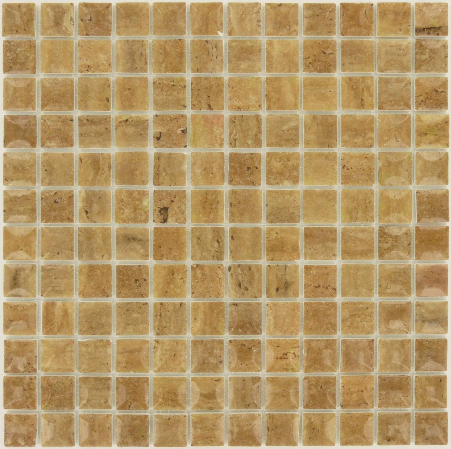 Edna Travertine Noce 1" x 1" Glossy Glass Tile Absolut Glass