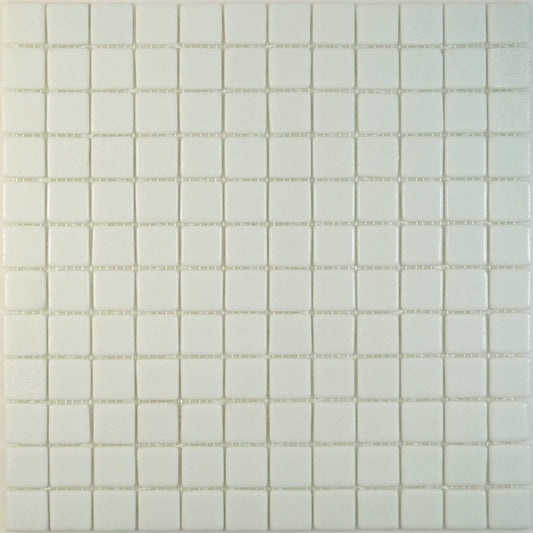 White Glossy Anti Slip 1"x 1" Glass Tile Absolut Glass