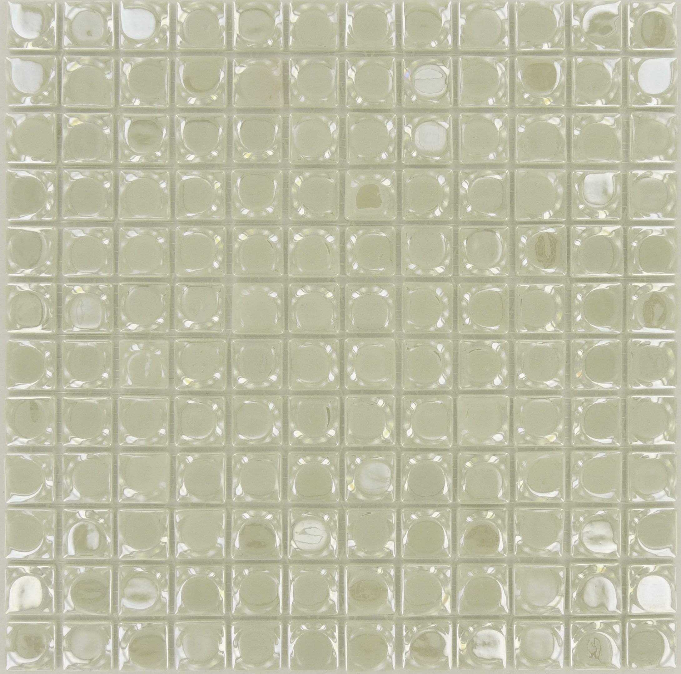 Aura White 1" x 1" Glossy Iridescent Glass Tile Absolut Glass