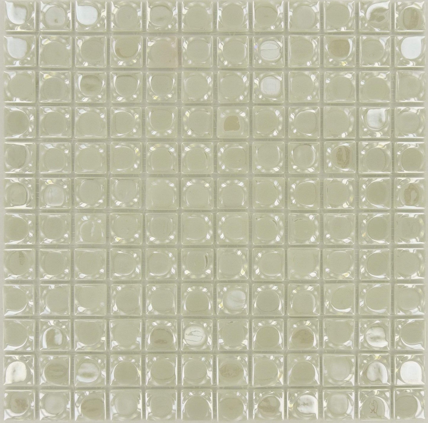 Aura White 1" x 1" Glossy Iridescent Glass Tile Absolut Glass