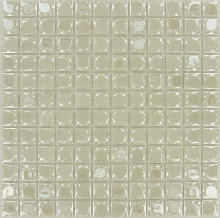 Aura White 1" x 1" Glossy Iridescent Glass Tile Absolut Glass