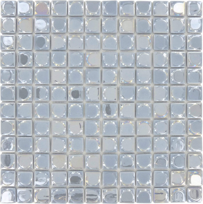 Aura Silver 1" x 1" Glossy & Iridescent Glass Tile Absolut Glass