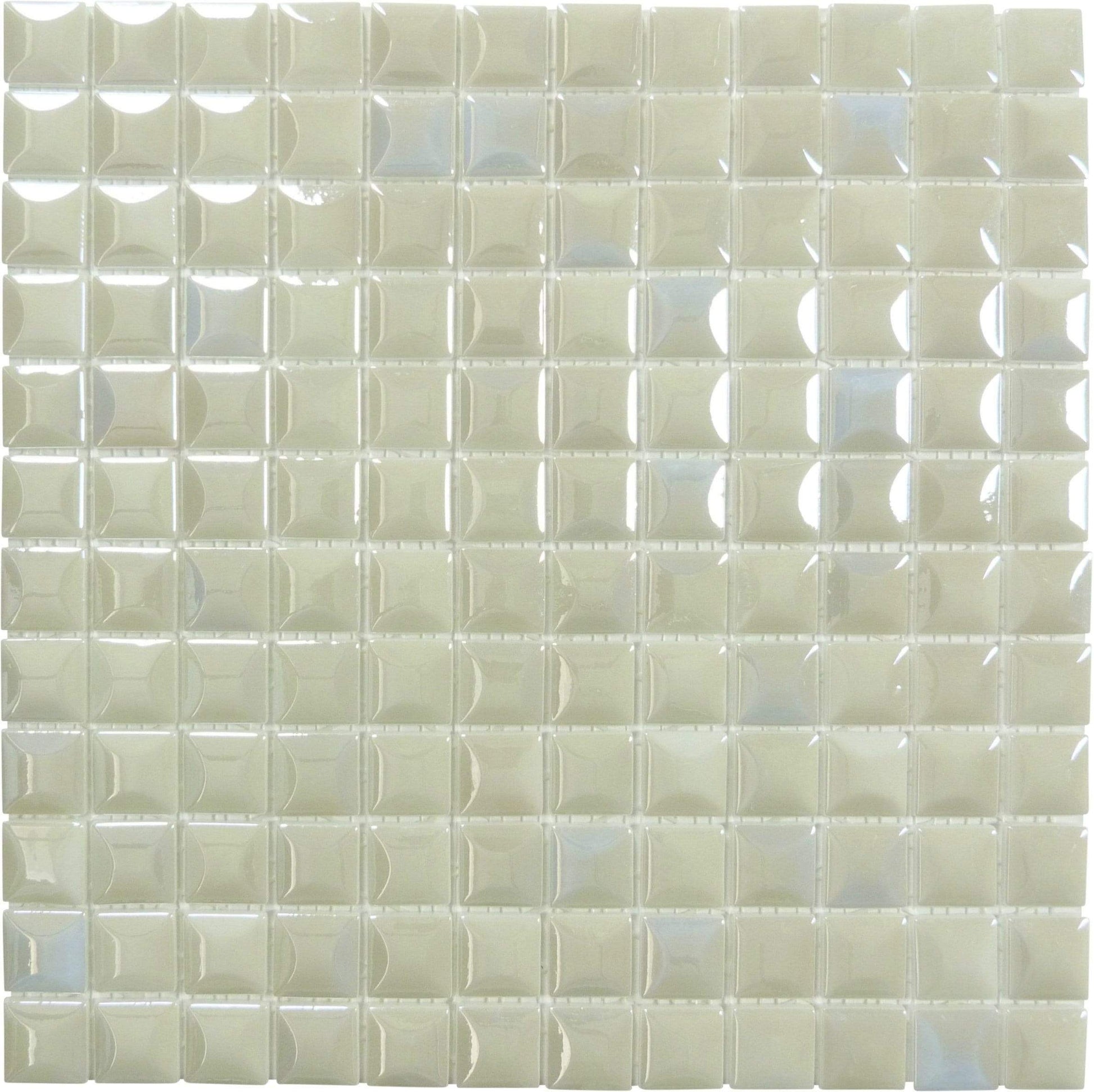 Edna White 1" x 1" Glossy & Iridescent Glass Tile Absolut Glass