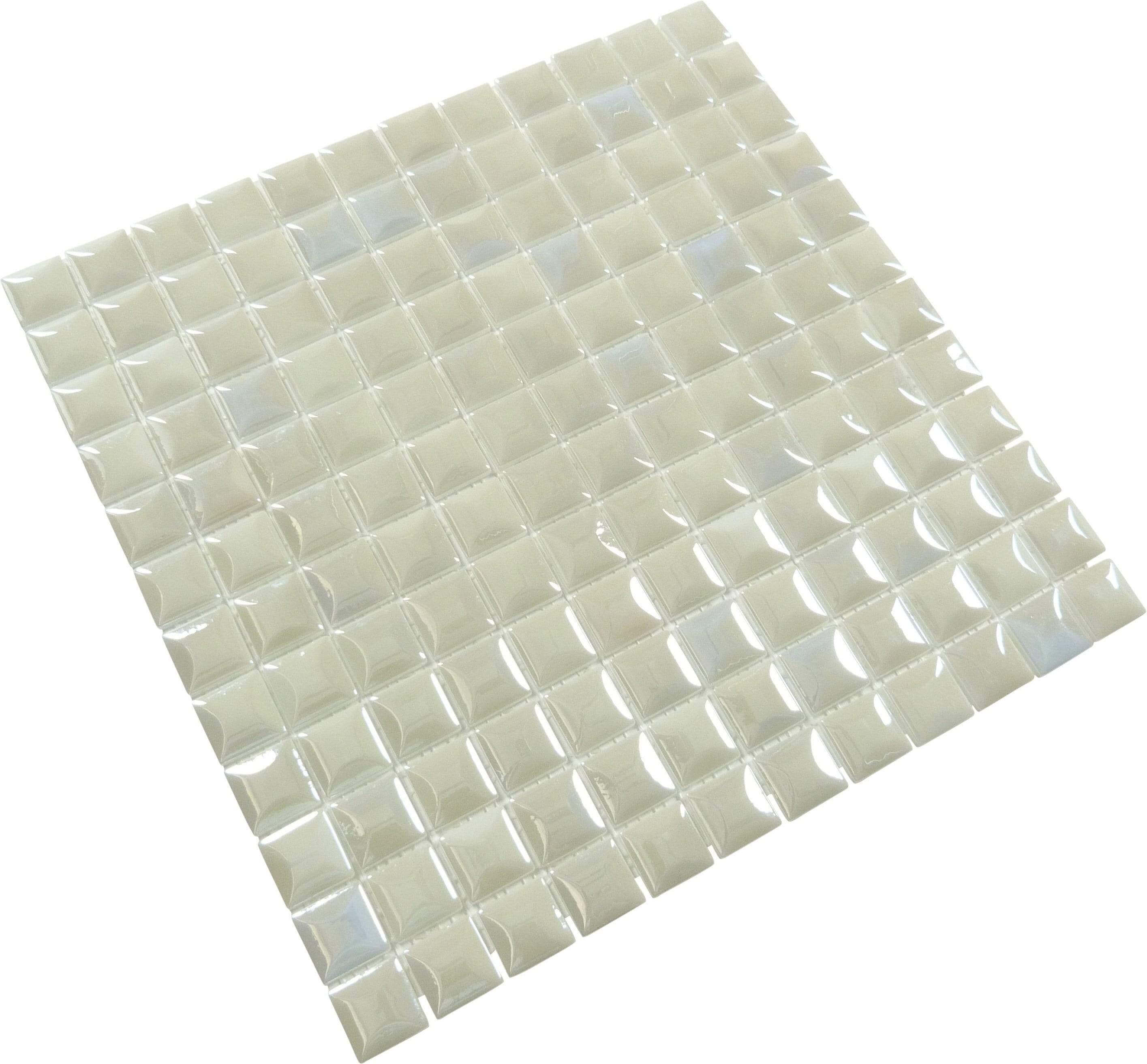 Edna White 1" x 1" Glossy & Iridescent Glass Tile Absolut Glass