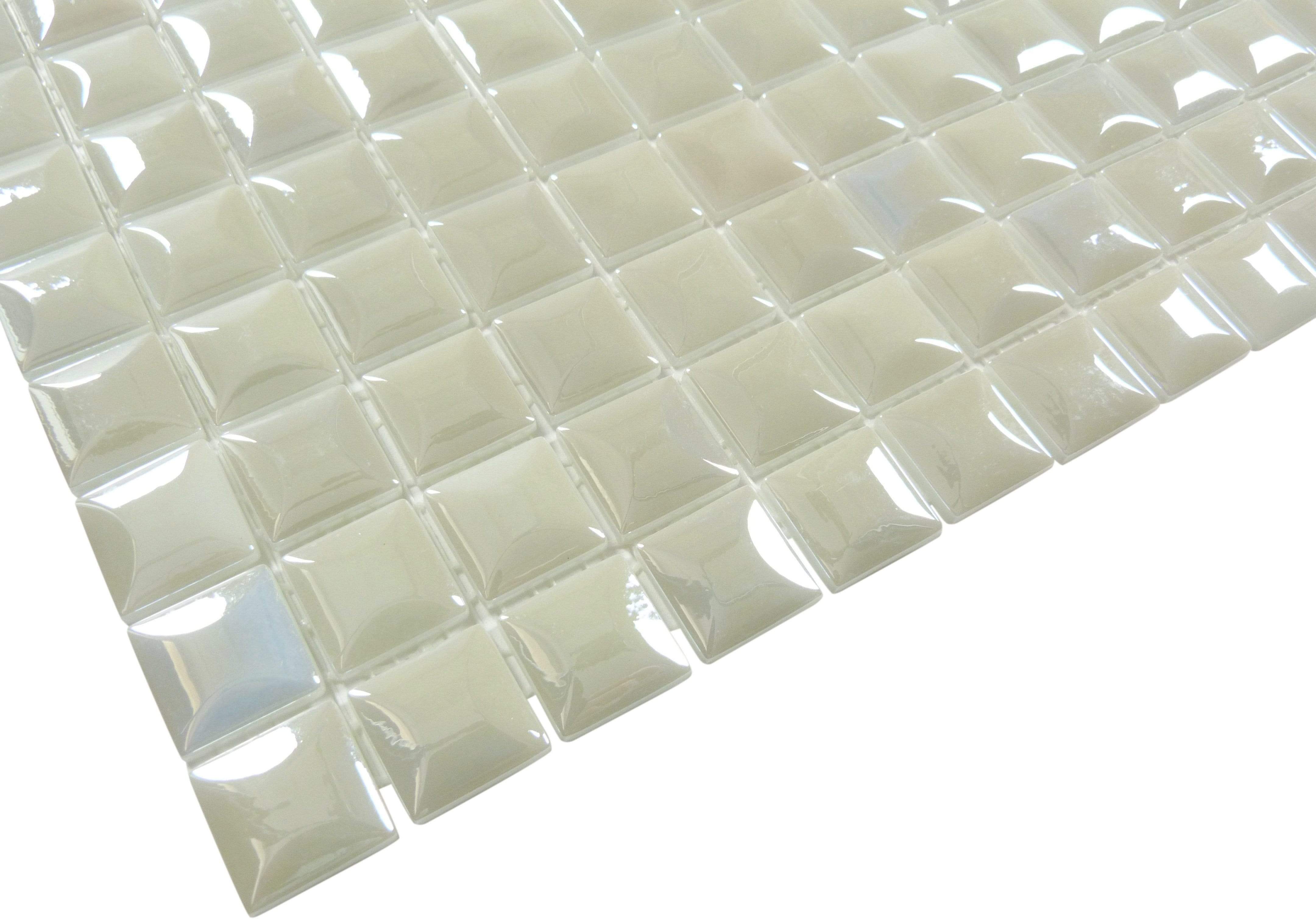 Edna White 1" x 1" Glossy & Iridescent Glass Tile Absolut Glass