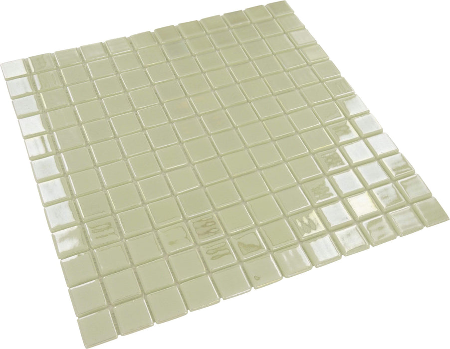 Fireglass Pearl White 1'' x 1'' Glow in the Dark Glossy Glass Tile Absolut Glass