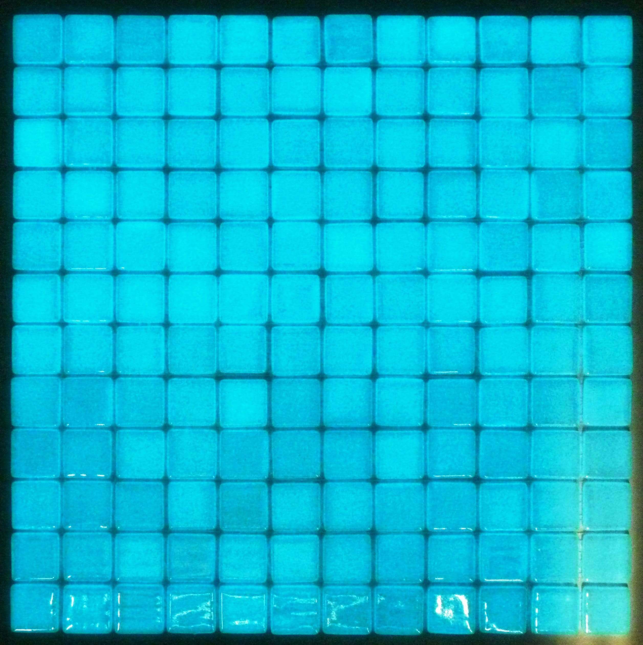 Fireglass Pearl White 1'' x 1'' Glow in the Dark Glossy Glass Tile Absolut Glass