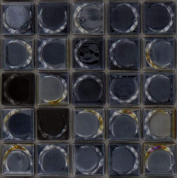 Aura Black 1" x 1" Glossy & Iridescent Glass Tile Absolut Glass