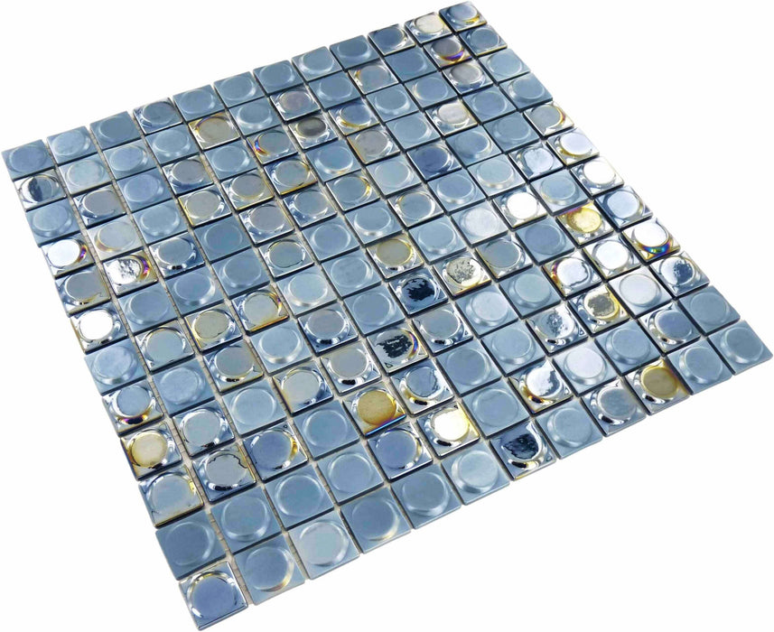 Aura Night Blend Sliver 1" x 1" Glossy & Iridescent Glass Tile Absolut Glass