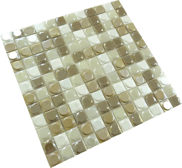 Aura Nude Blend Beige 1" x 1" Glossy & Iridescent Glass Tile Absolut Glass