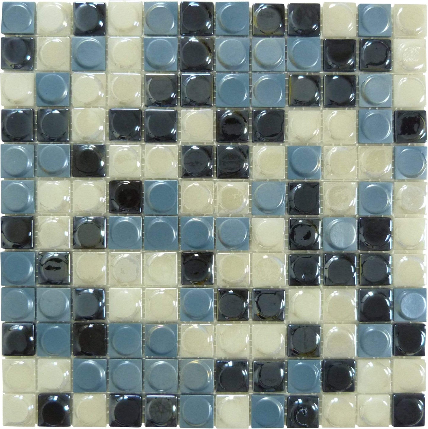 Aura Sky Blue 1" x 1" Glossy & Iridescent Glass Tile Absolut Glass