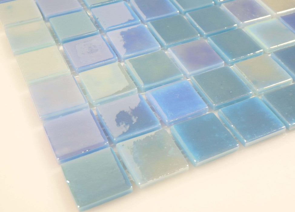 Blue Lagoon Blend 1" x 1" Glossy Glass Tile Absolut Glass