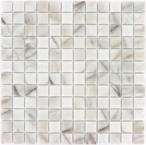 Edna Calacatta Pillow 1" x 1" Matte Glass Tile Absolut Glass