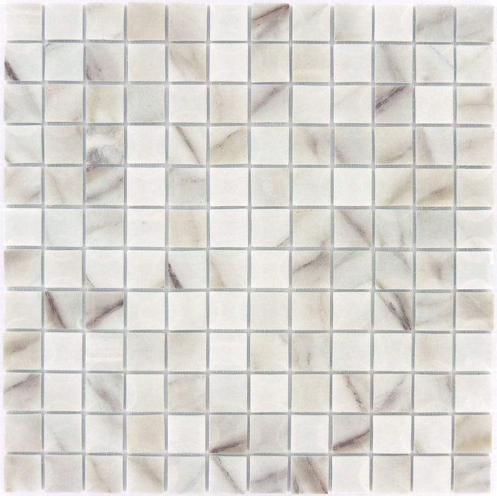 Edna Calacatta Pillow 1" x 1" Matte Glass Tile Absolut Glass