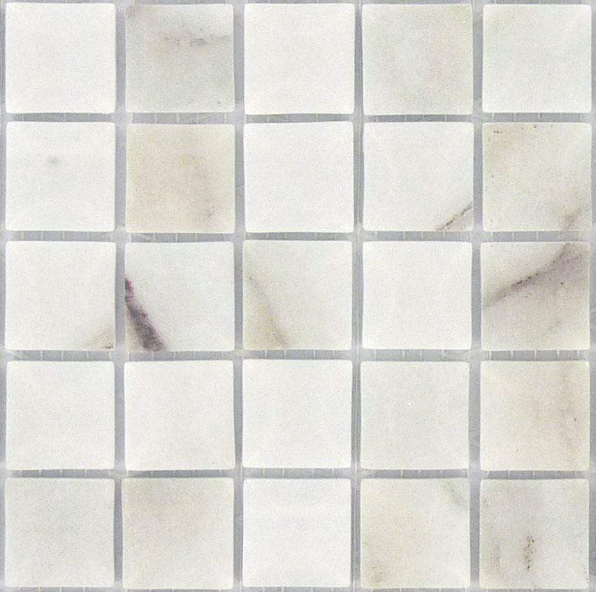 Edna Calacatta Pillow 1" x 1" Matte Glass Tile Absolut Glass