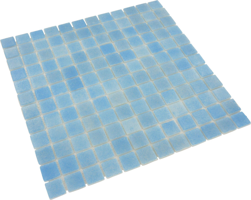 Fog Turquoise Blue Nieblas Anti Slip 1" x 1" Glossy Glass Tile Absolut Glass