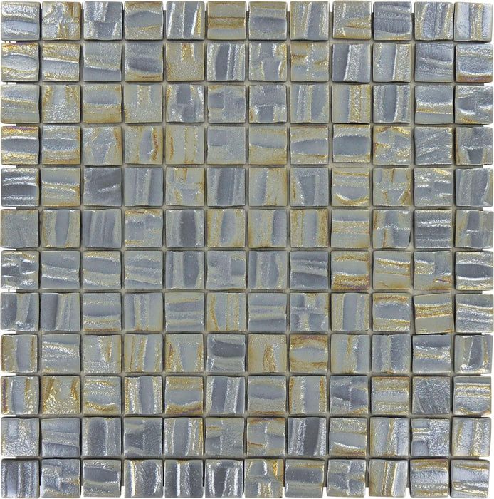 Galaxy Silver 1" x 1" Glossy & Iridescent Glass Tile Absolut Glass