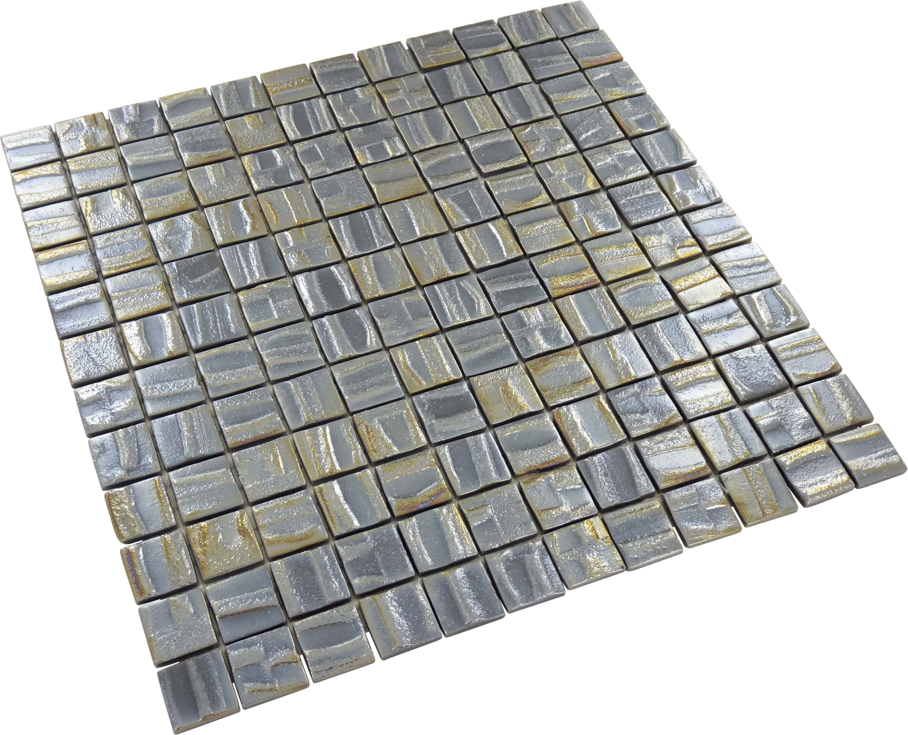 Galaxy Silver 1" x 1" Glossy & Iridescent Glass Tile Absolut Glass