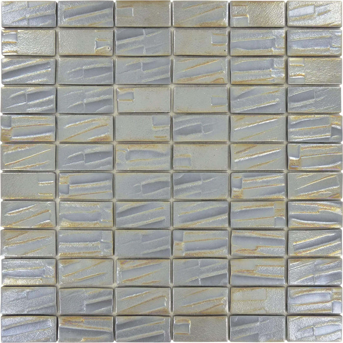 Galaxy Silver Brick 1" x 2" Glossy & Iridescent Glass Tile Absolut Glass