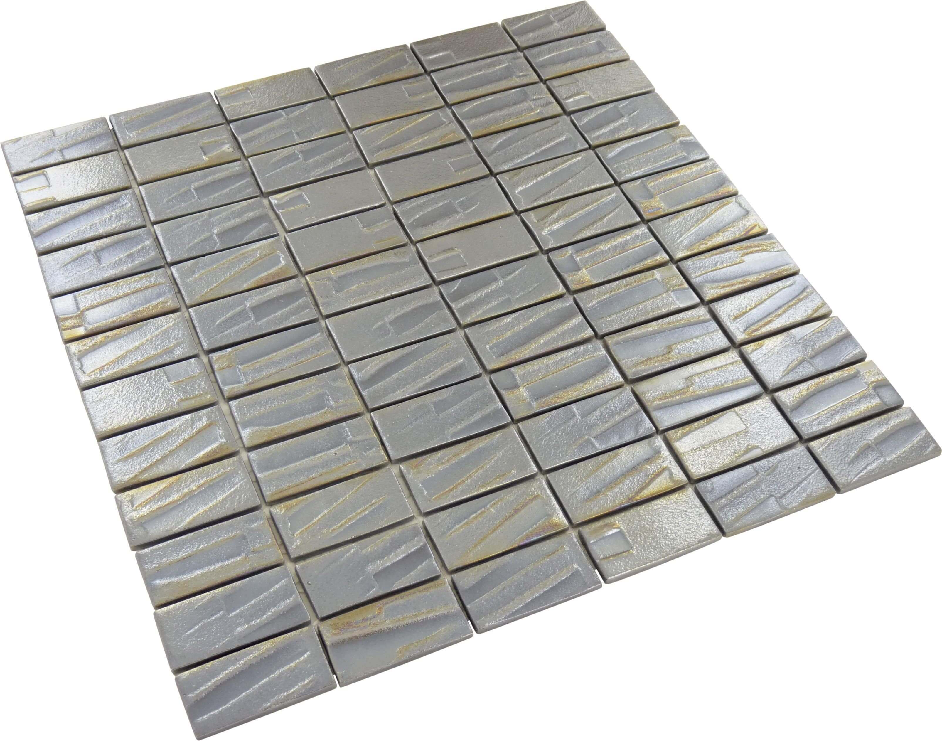 Galaxy Silver Brick 1" x 2" Glossy & Iridescent Glass Tile Absolut Glass