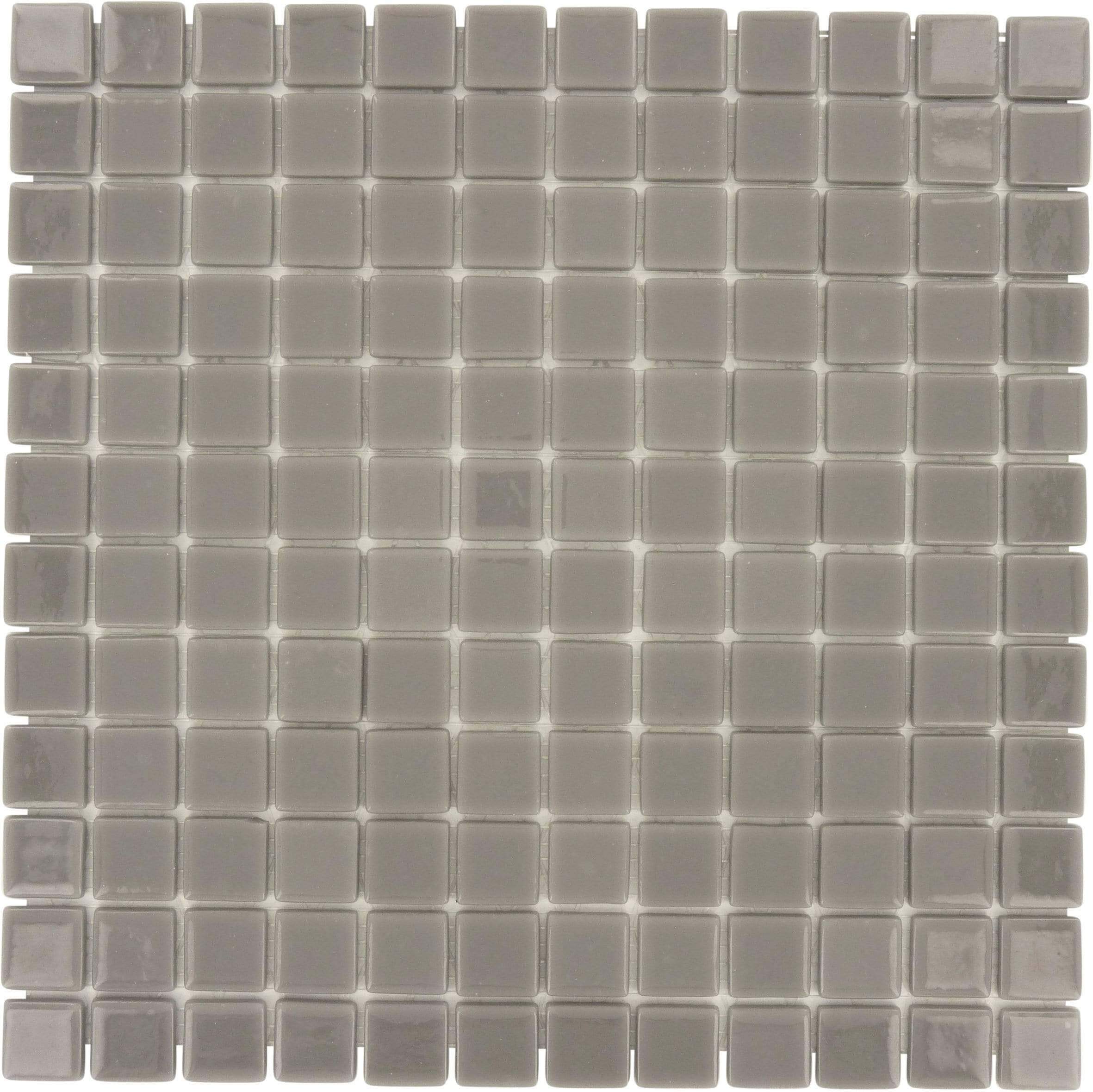 Grey 1'' x 1'' Glossy Glass Tile Absolut Glass