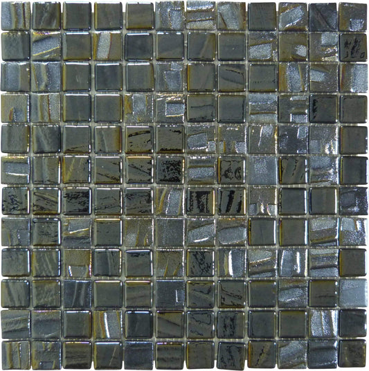 Midnight Moon Black 1" x 1" Glossy & Iridescent Glass Tile Absolut Glass