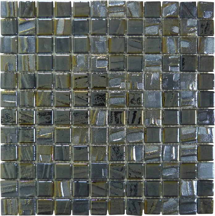 Midnight Moon Black 1" x 1" Glossy & Iridescent Glass Tile Absolut Glass
