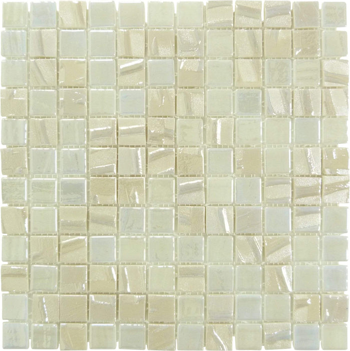 Moon Beam White 1" x 1" Glossy & Iridescent Glass Tile Absolut Glass