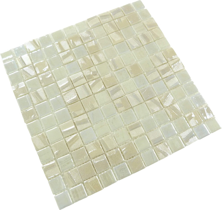 Moon Beam White 1" x 1" Glossy & Iridescent Glass Tile Absolut Glass