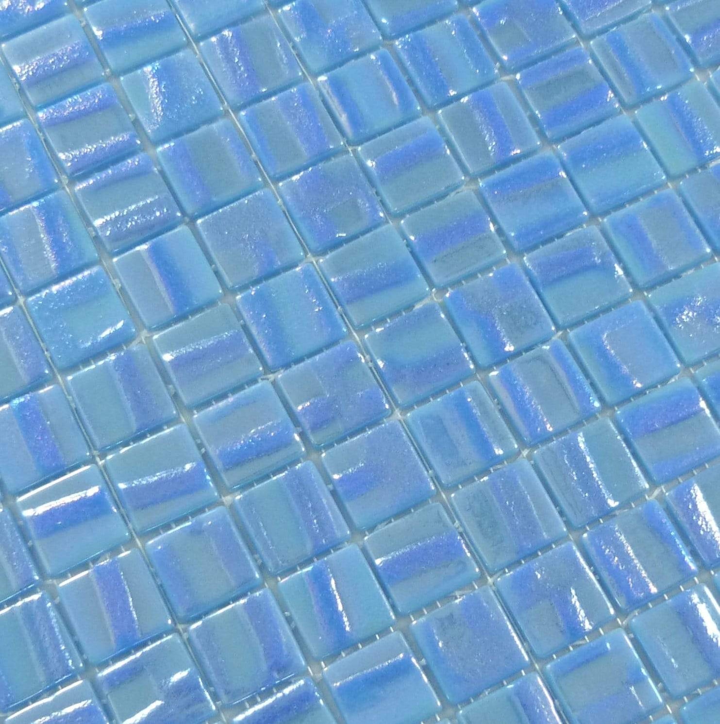 Vidrepur Moon Neptune Blue 1 X 1 Glossy And Iridescent Glass Tile 093656m