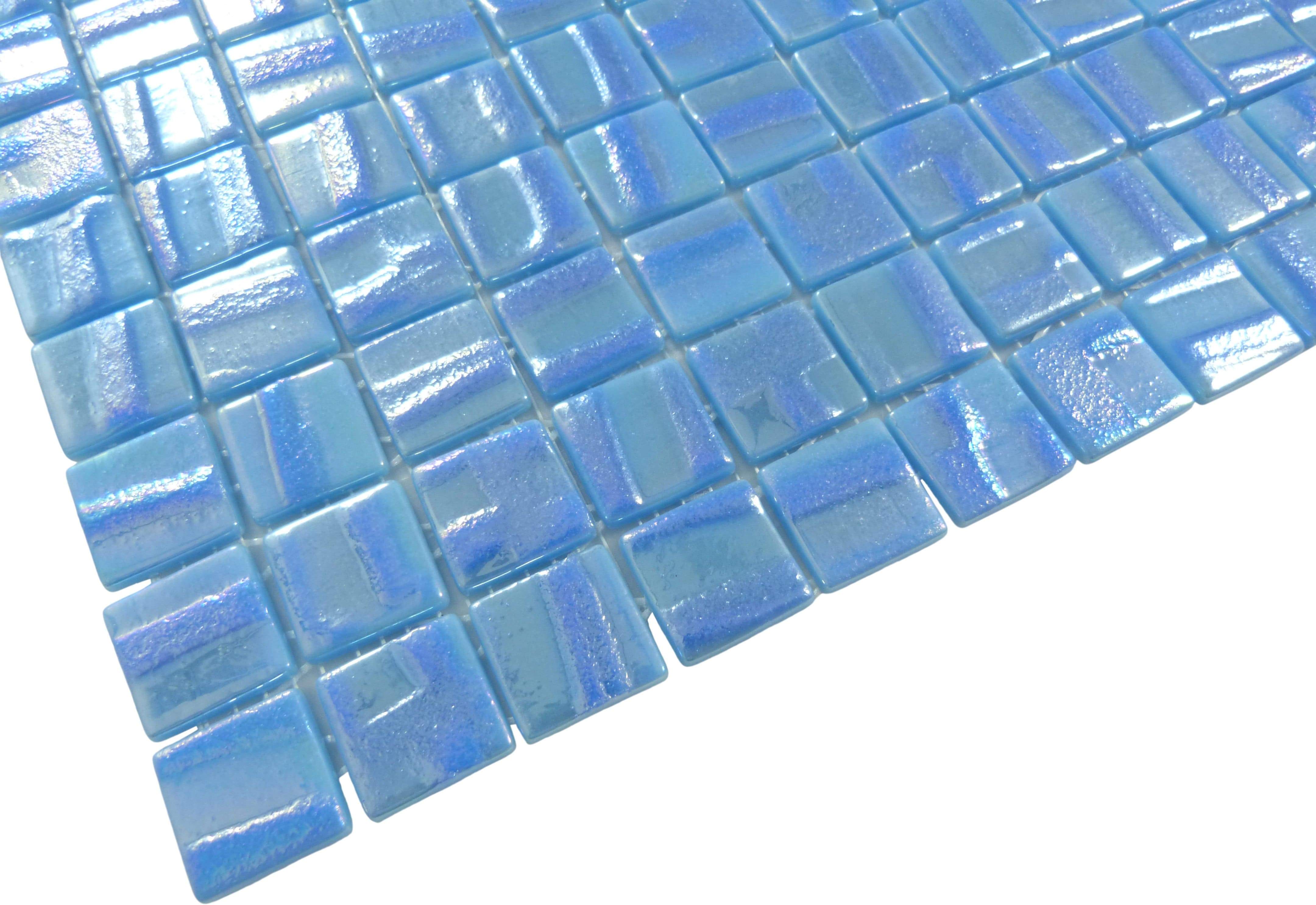 Moon Neptune Blue 1" x 1" Glossy & Iridescent Glass Tile Absolut Glass