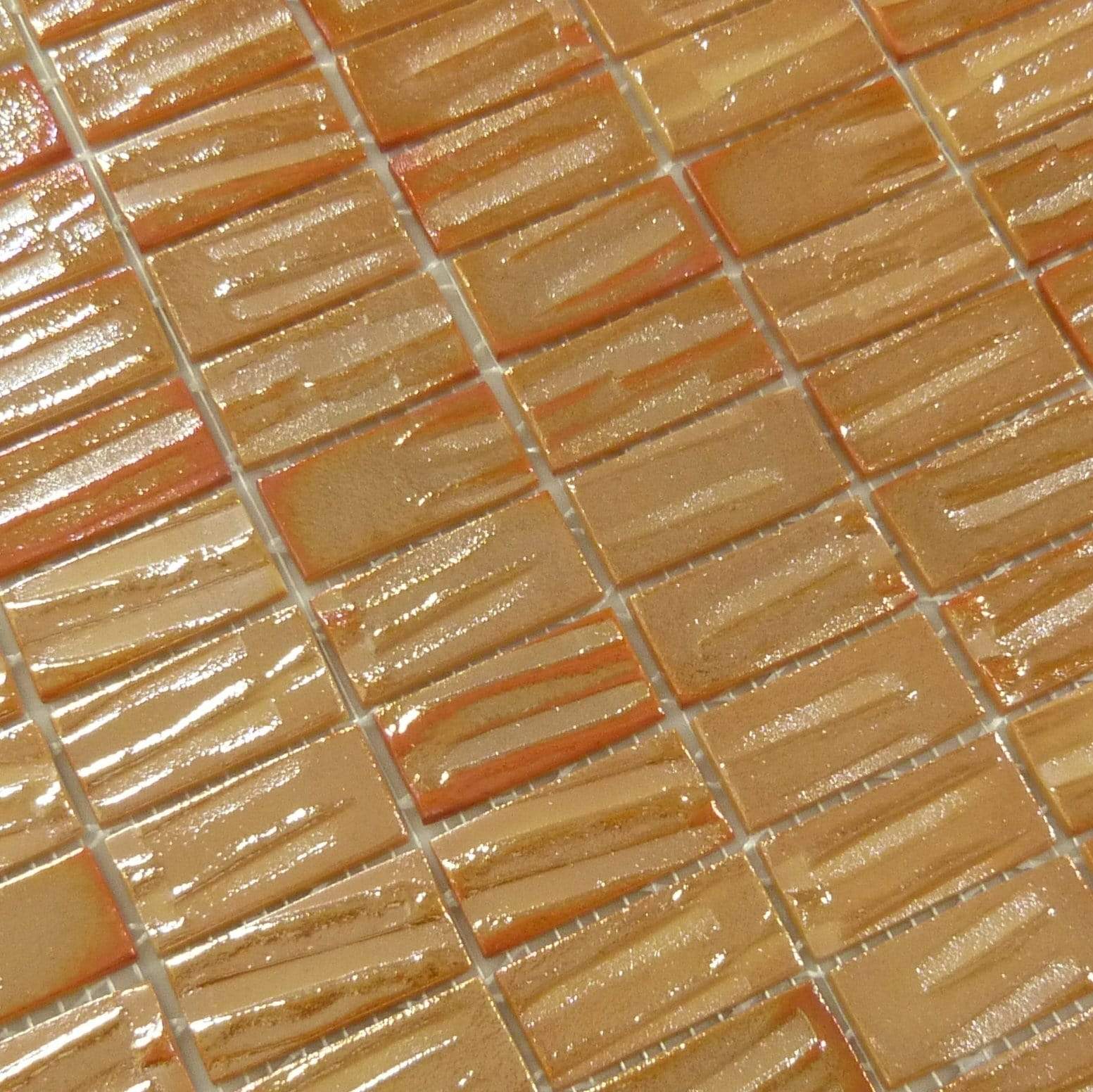 Moon Titan Gold Orange 1" x 2" Glossy & Iridescent Glass Tile Absolut Glass