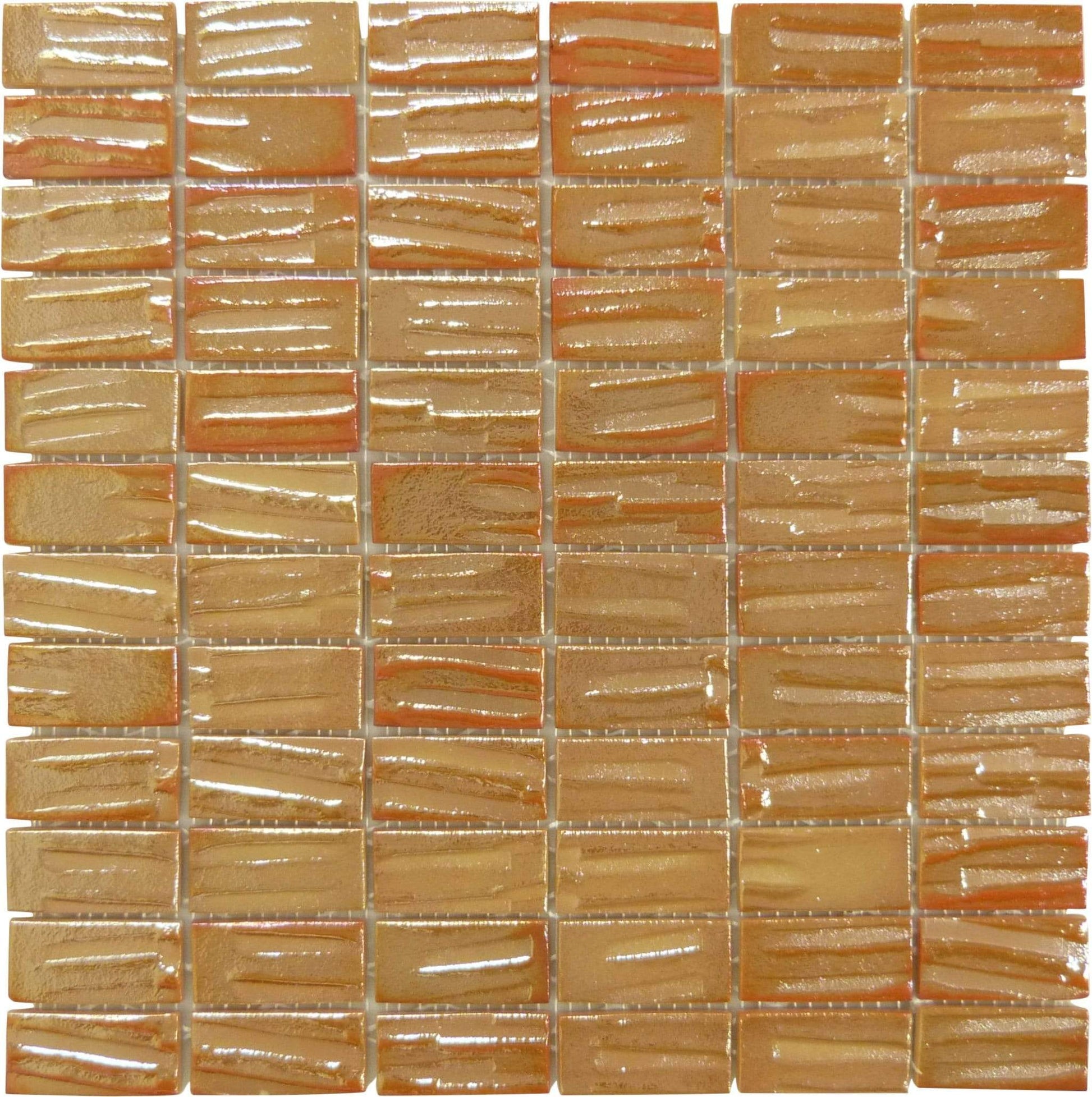 Moon Titan Gold Orange 1" x 2" Glossy & Iridescent Glass Tile Absolut Glass