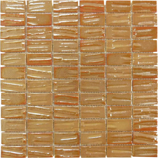 Moon Titan Gold Orange 1" x 2" Glossy & Iridescent Glass Tile Absolut Glass