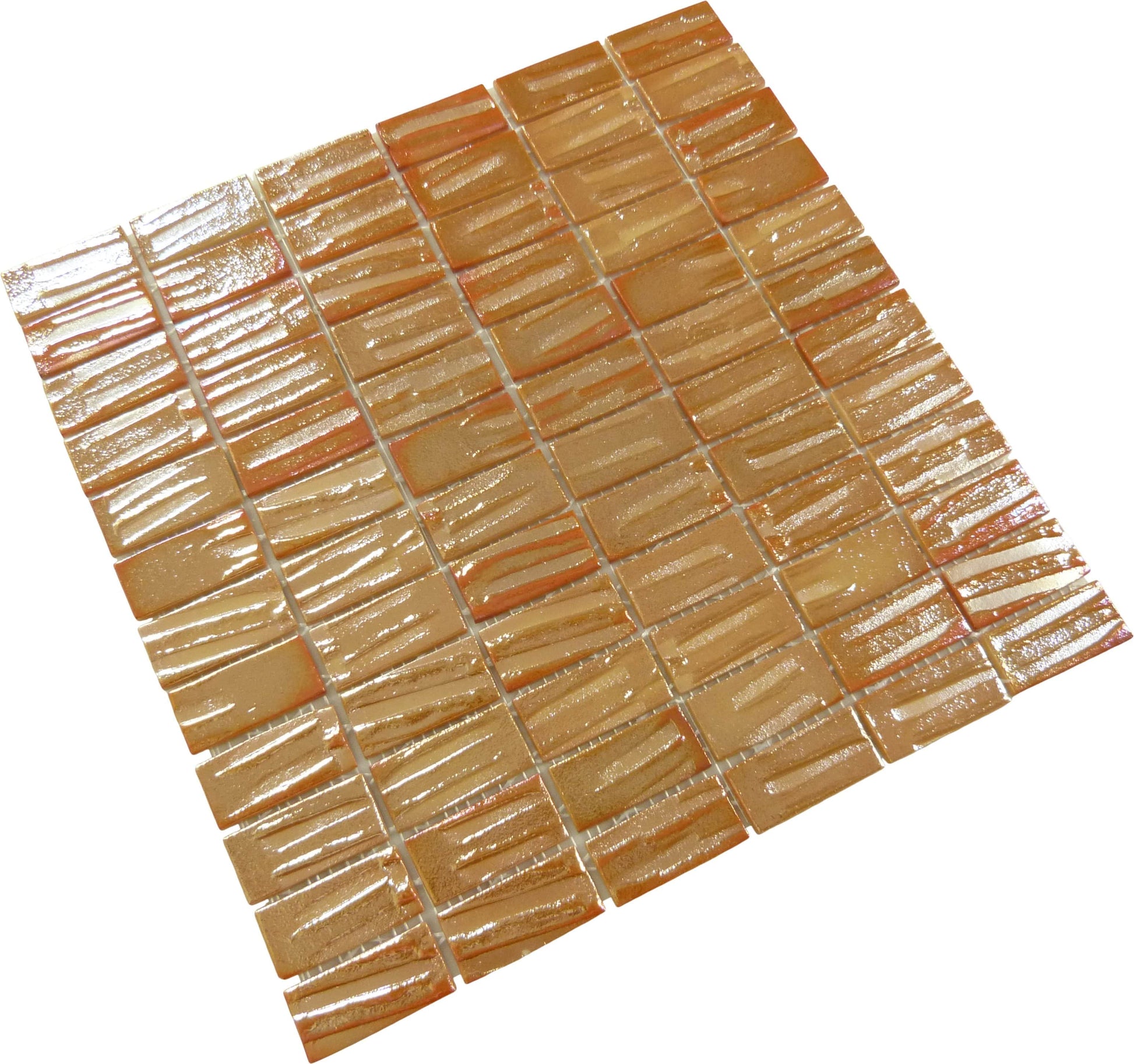 Moon Titan Gold Orange 1" x 2" Glossy & Iridescent Glass Tile Absolut Glass