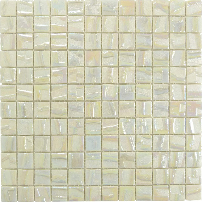 Moon Venus White 1" x 1" Glossy & Iridescent Glass Tile Absolut Glass